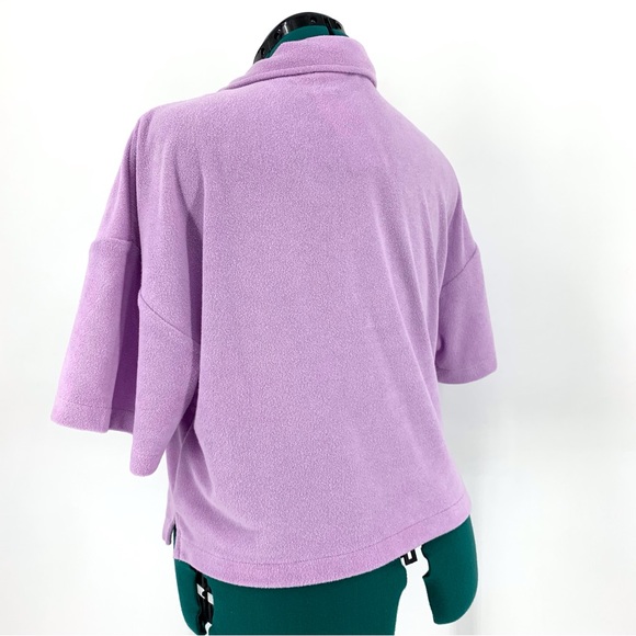 Calvin Klein Jeans NWT Lilac Purple French Terry Polo Style Cropped Top, Medium - Picture 8 of 16